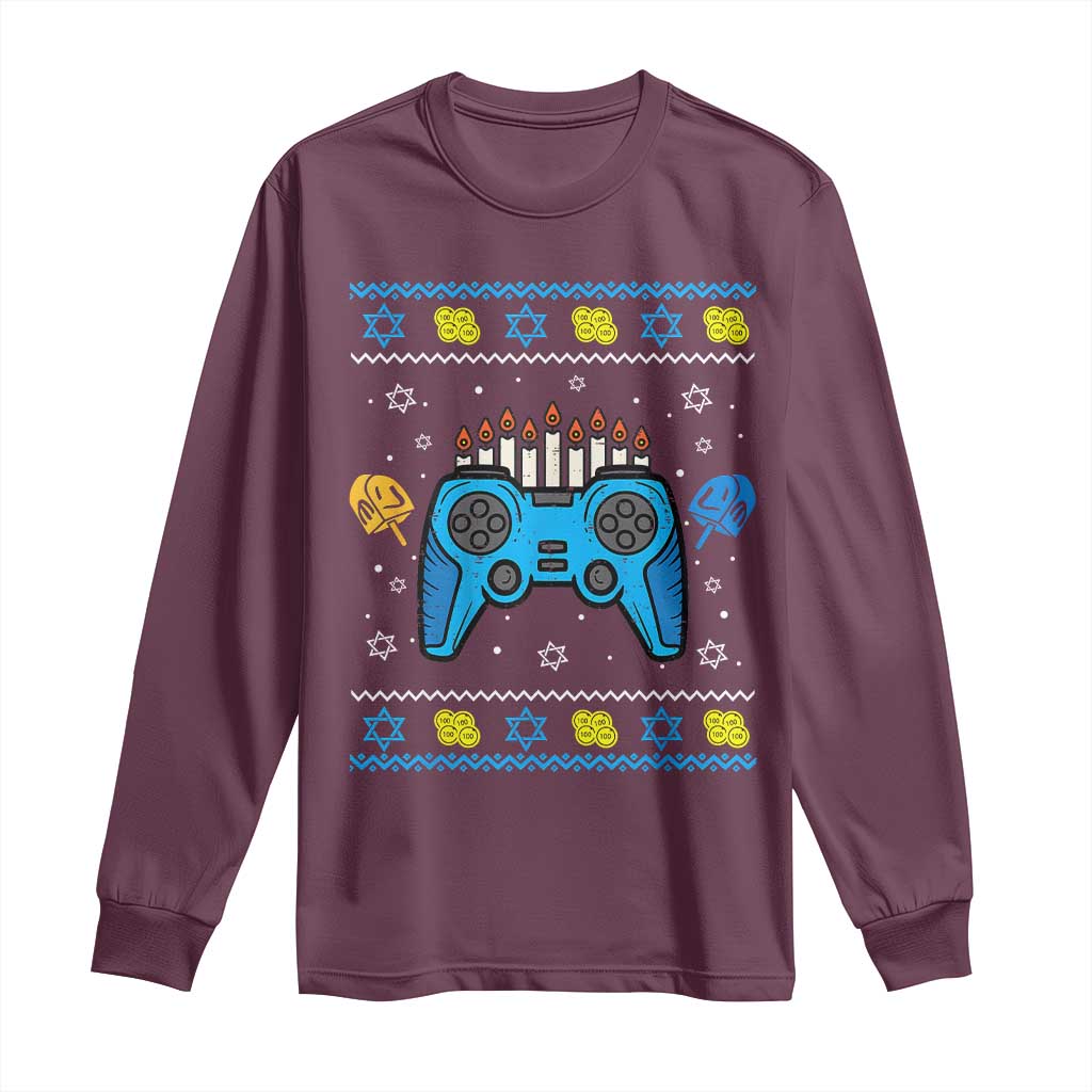 Happy Hanukkah Long Sleeve Shirt Jewish Video Game Gamer Ugly Hanukkah Chanukah - African Pride