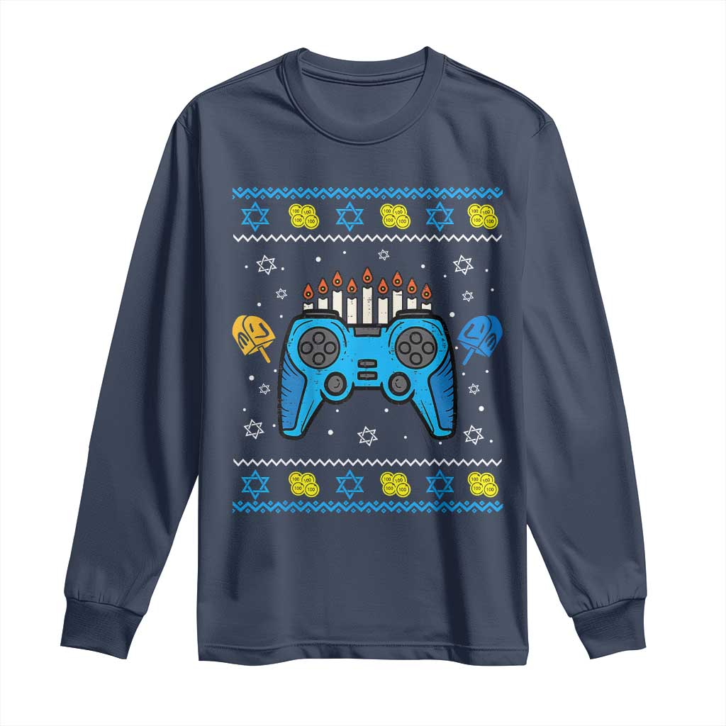 Happy Hanukkah Long Sleeve Shirt Jewish Video Game Gamer Ugly Hanukkah Chanukah - African Pride