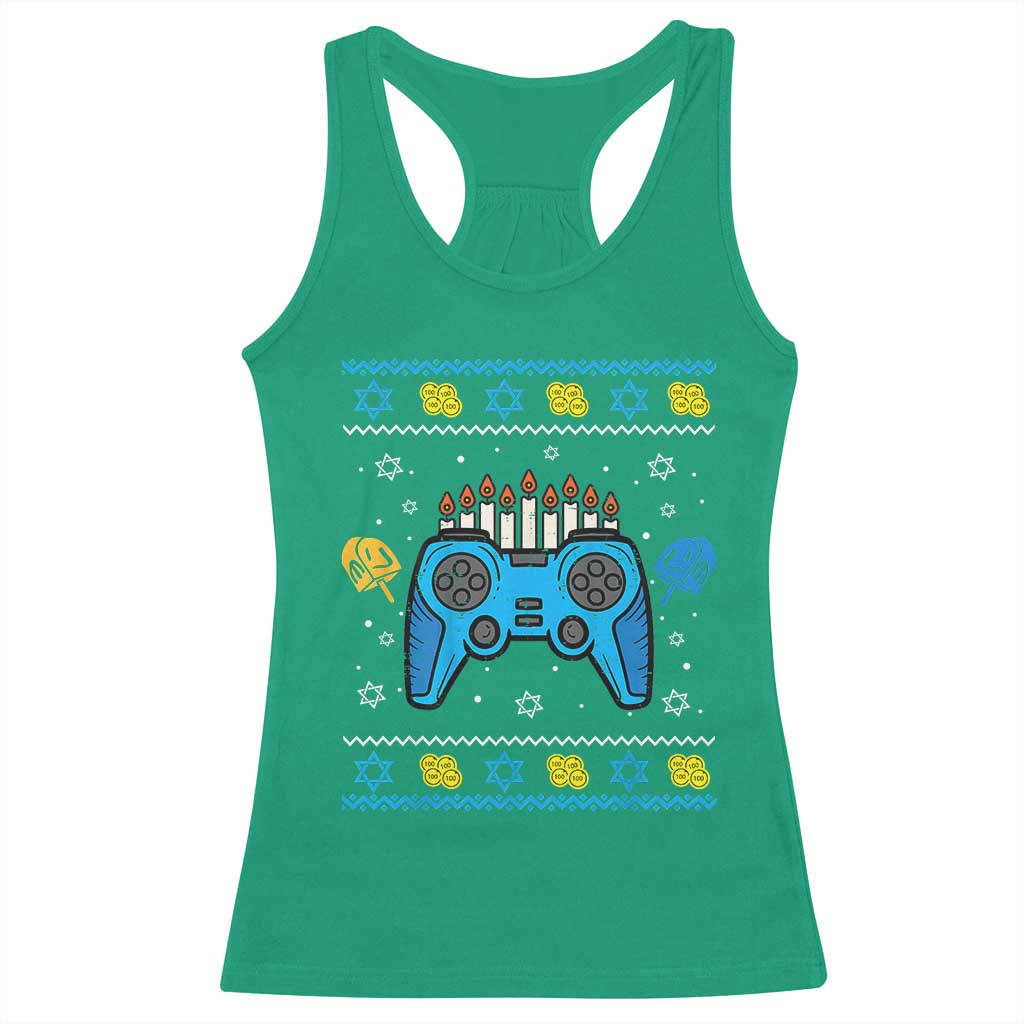 Happy Hanukkah Racerback Tank Top Jewish Video Game Gamer Ugly Hanukkah Chanukah - African Pride