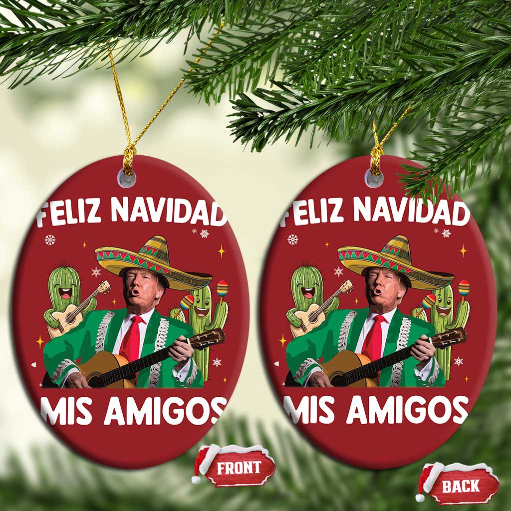Mexico Christmas Trump Christmas Ornament Feliz Navidad Mis Amigos Xmas Funny Trump Santa Ugly Christmas - African Pride