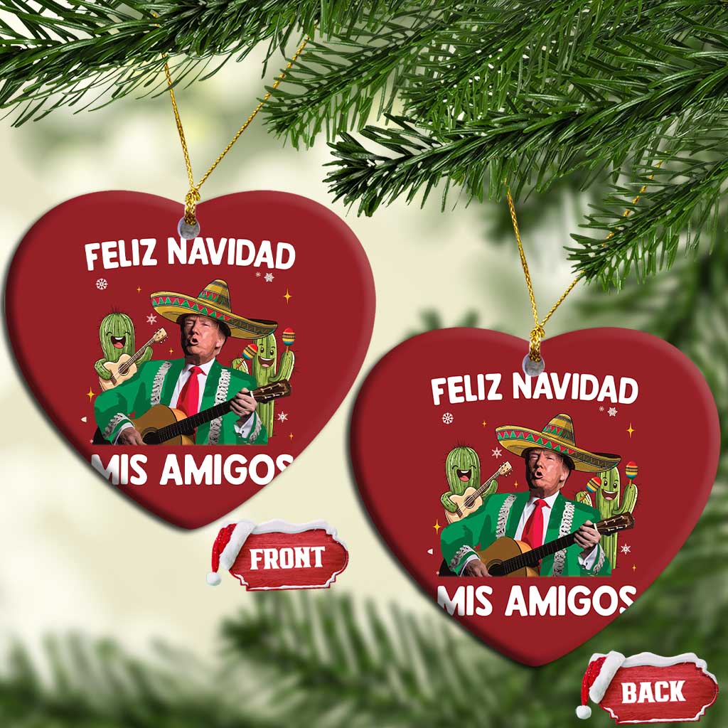 Mexico Christmas Trump Christmas Ornament Feliz Navidad Mis Amigos Xmas Funny Trump Santa Ugly Christmas - African Pride