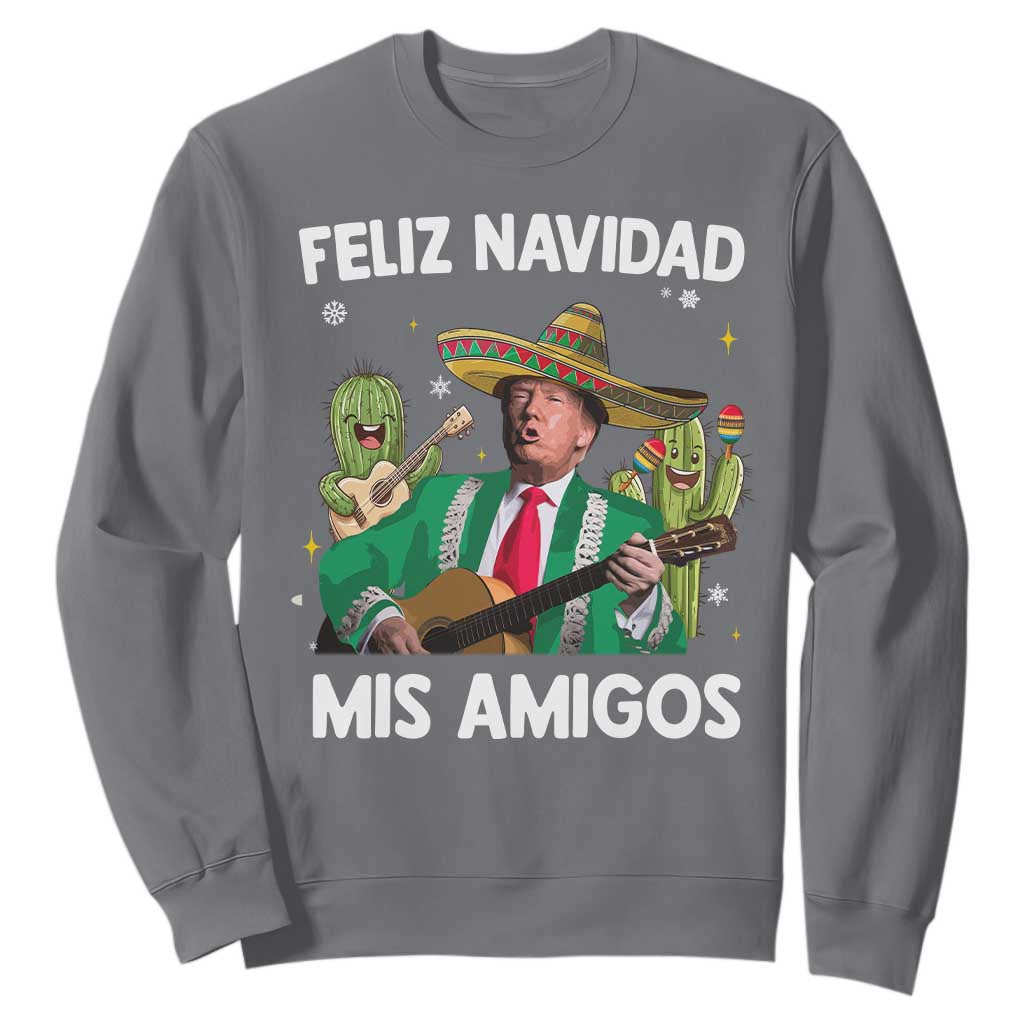 Mexico Christmas Trump Sweatshirt Feliz Navidad Mis Amigos Xmas Funny Trump Santa Ugly Christmas - African Pride