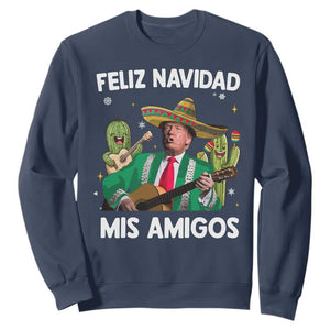 Mexico Christmas Trump Sweatshirt Feliz Navidad Mis Amigos Xmas Funny Trump Santa Ugly Christmas - African Pride