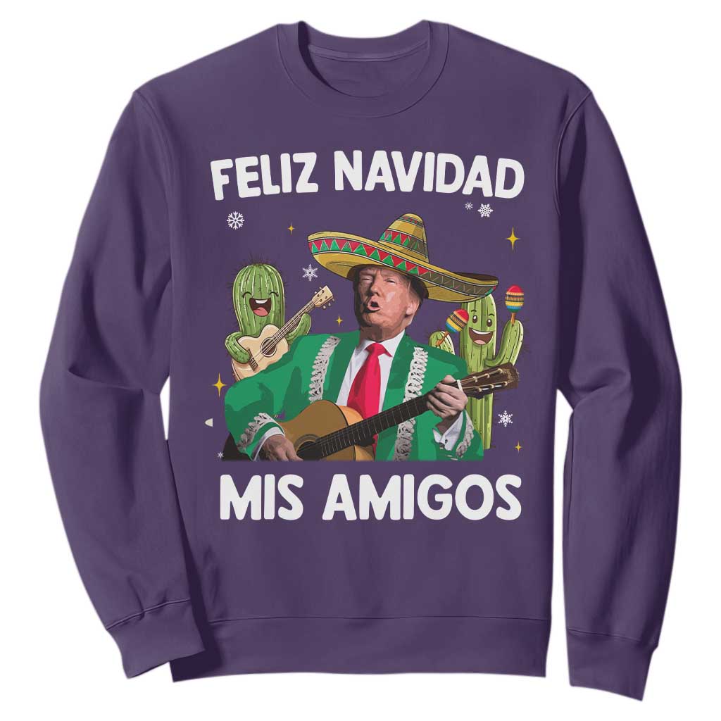 Mexico Christmas Trump Sweatshirt Feliz Navidad Mis Amigos Xmas Funny Trump Santa Ugly Christmas - African Pride
