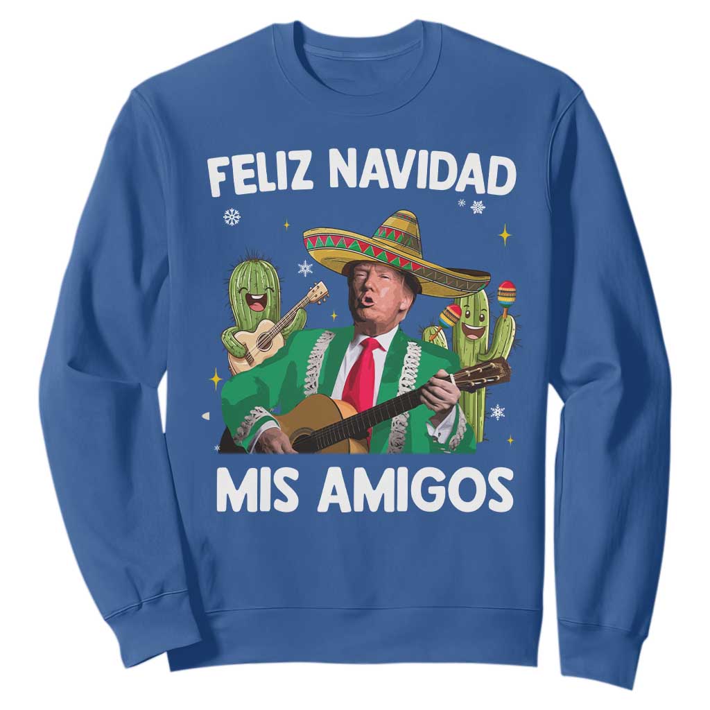Mexico Christmas Trump Sweatshirt Feliz Navidad Mis Amigos Xmas Funny Trump Santa Ugly Christmas - African Pride