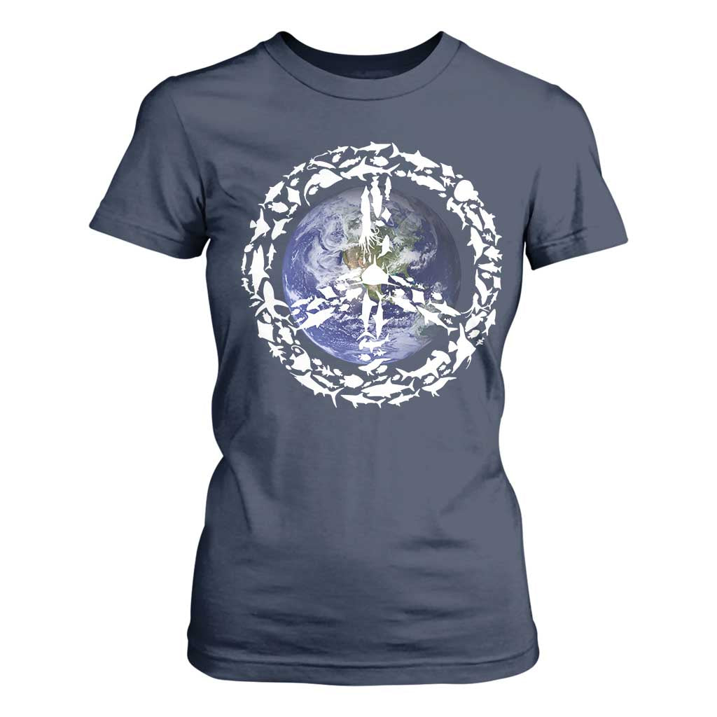 Earth Day T Shirt For Women Save the Planet Peace Sign Positive Vibes