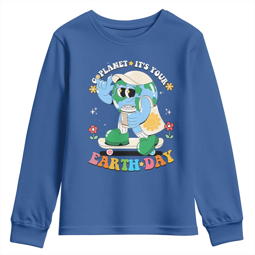 Earth Day Youth Sweatshirt Cute Go Planet Its Your Earthday Groovy