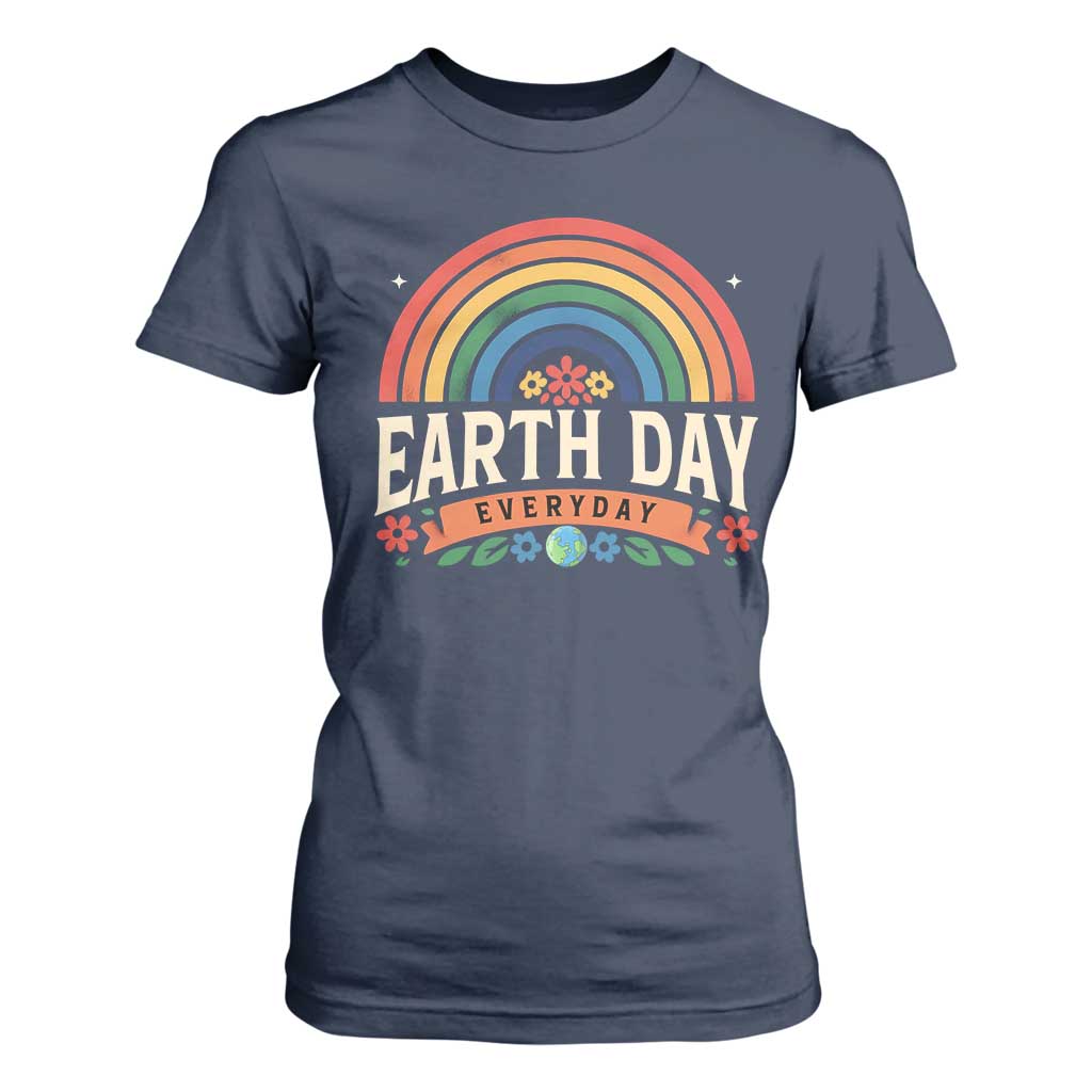Earth Day T Shirt For Women Everyday Retro Rainbow