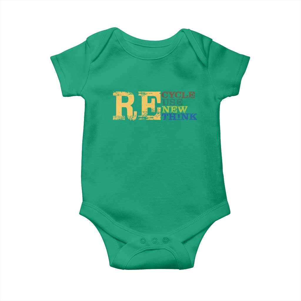 Retro Earth Day Baby Onesie Recycle Reuse Renew Rethink Protect Earth