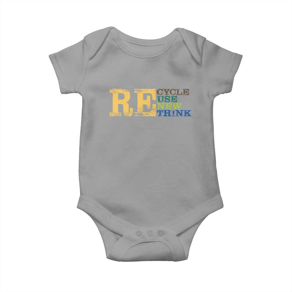 Retro Earth Day Baby Onesie Recycle Reuse Renew Rethink Protect Earth