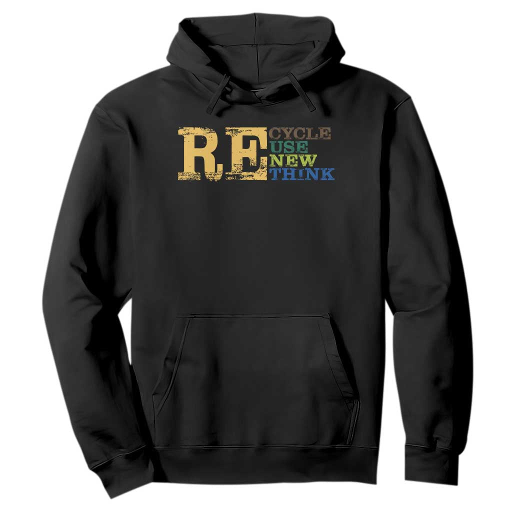 Retro Earth Day Hoodie Recycle Reuse Renew Rethink Protect Earth