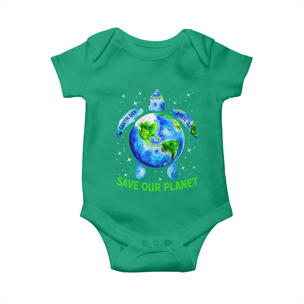 Earth Day 2025 Baby Onesie Save The Planet Sea Turtle Recycle Ocean Environment