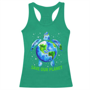 Earth Day 2025 Racerback Tank Top Save The Planet Sea Turtle Recycle Ocean Environment