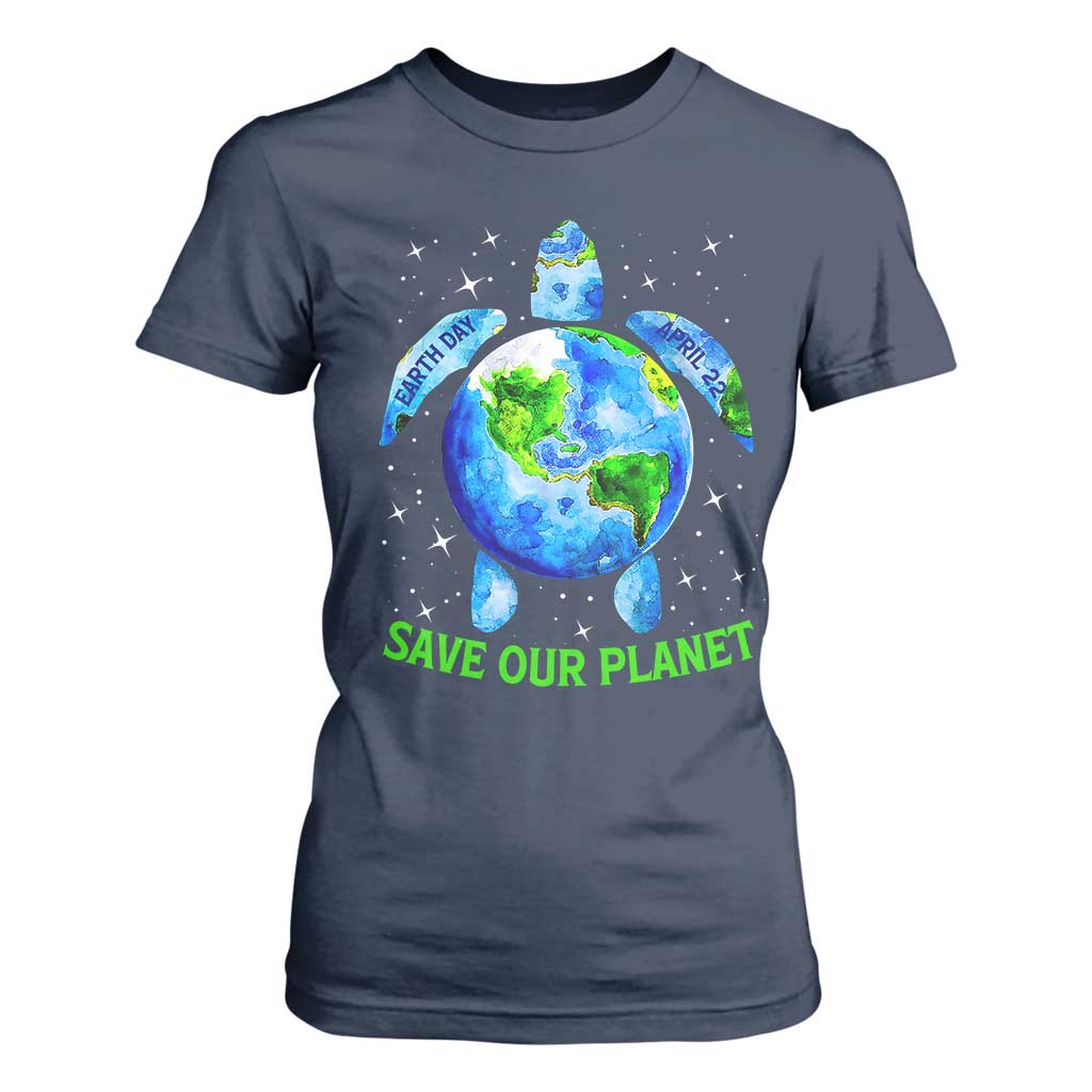 Earth Day 2025 T Shirt For Women Save The Planet Sea Turtle Recycle Ocean Environment