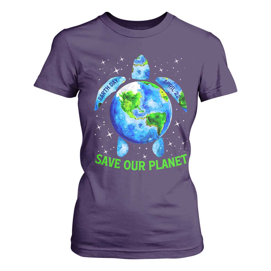 Earth Day 2025 T Shirt For Women Save The Planet Sea Turtle Recycle Ocean Environment