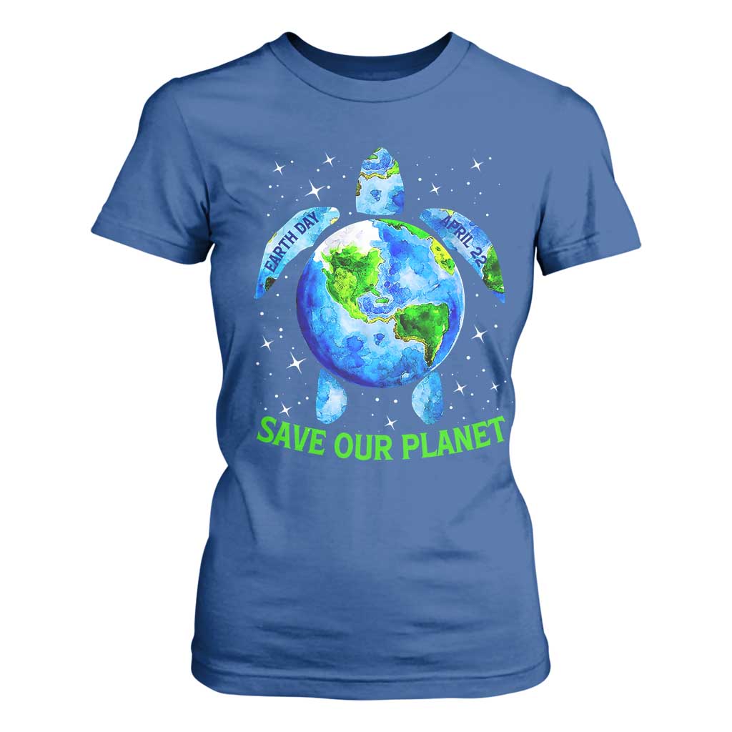 Earth Day 2025 T Shirt For Women Save The Planet Sea Turtle Recycle Ocean Environment