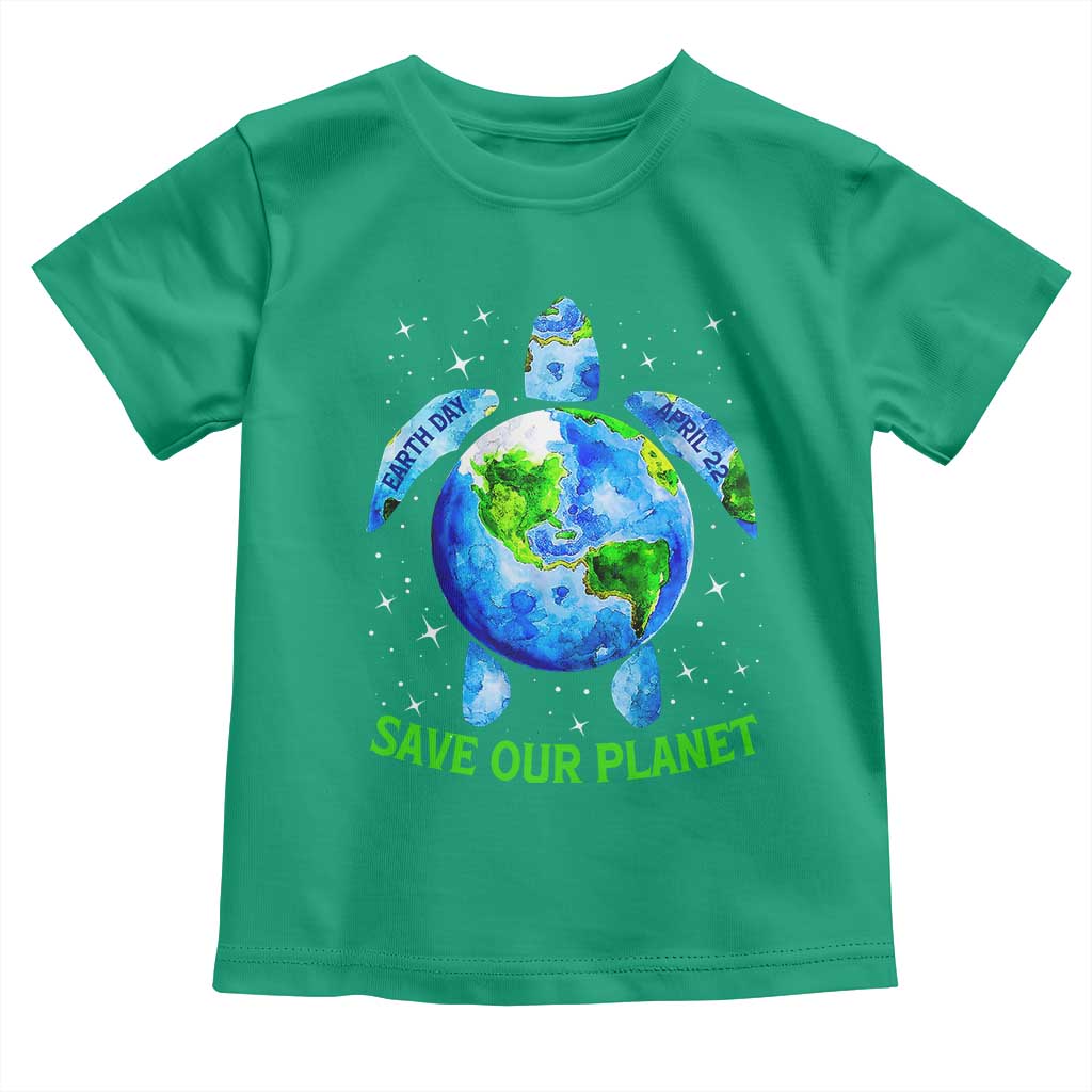 Earth Day 2025 Toddler T Shirt Save The Planet Sea Turtle Recycle Ocean Environment