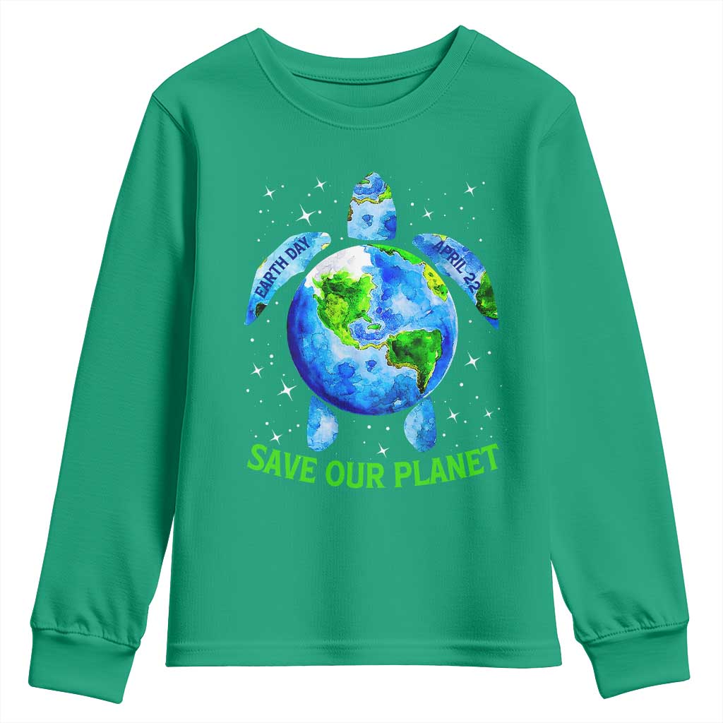 Earth Day 2025 Youth Sweatshirt Save The Planet Sea Turtle Recycle Ocean Environment