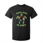 Retro Earth Day T Shirt For Kid Save Our Planet Sea Turtle Recycle Ocean Environment