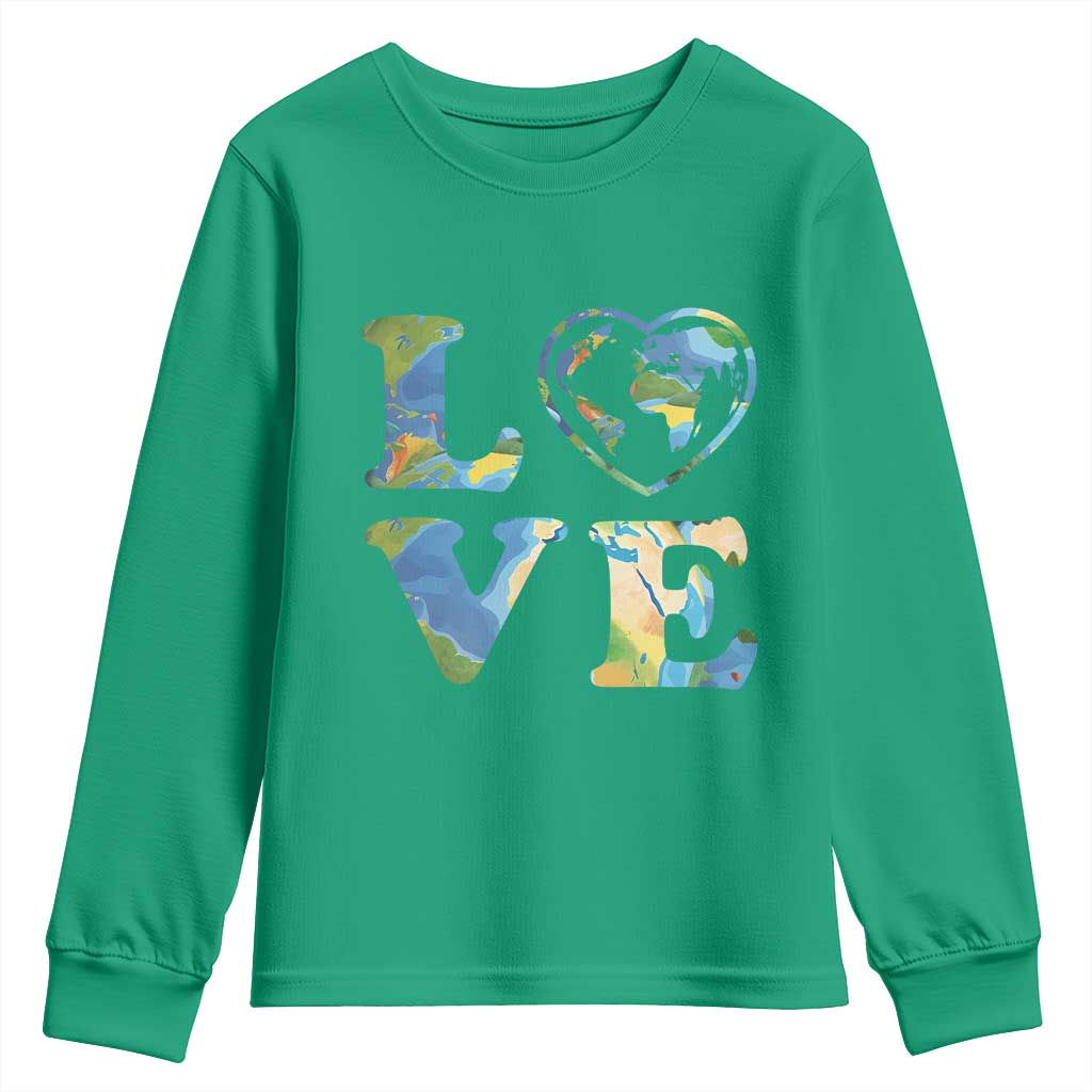 Earth Day Youth Sweatshirt Heart Environmental Nature Recycling Lovers