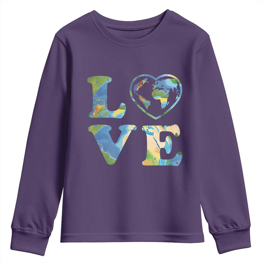 Earth Day Youth Sweatshirt Heart Environmental Nature Recycling Lovers