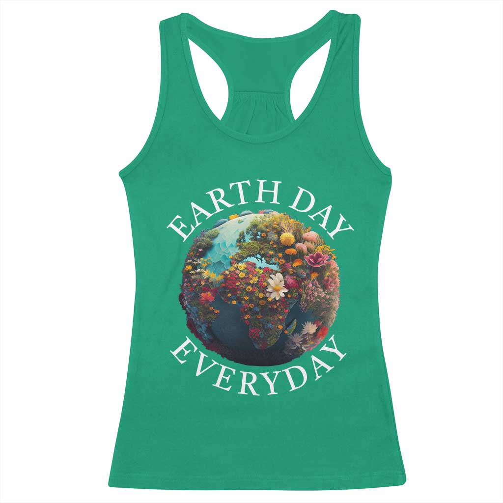 Earth Day Everyday Racerback Tank Top With Floral Nature Lover Climate Change