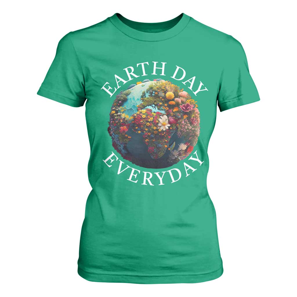 Earth Day Everyday T Shirt For Women With Floral Nature Lover Climate Change