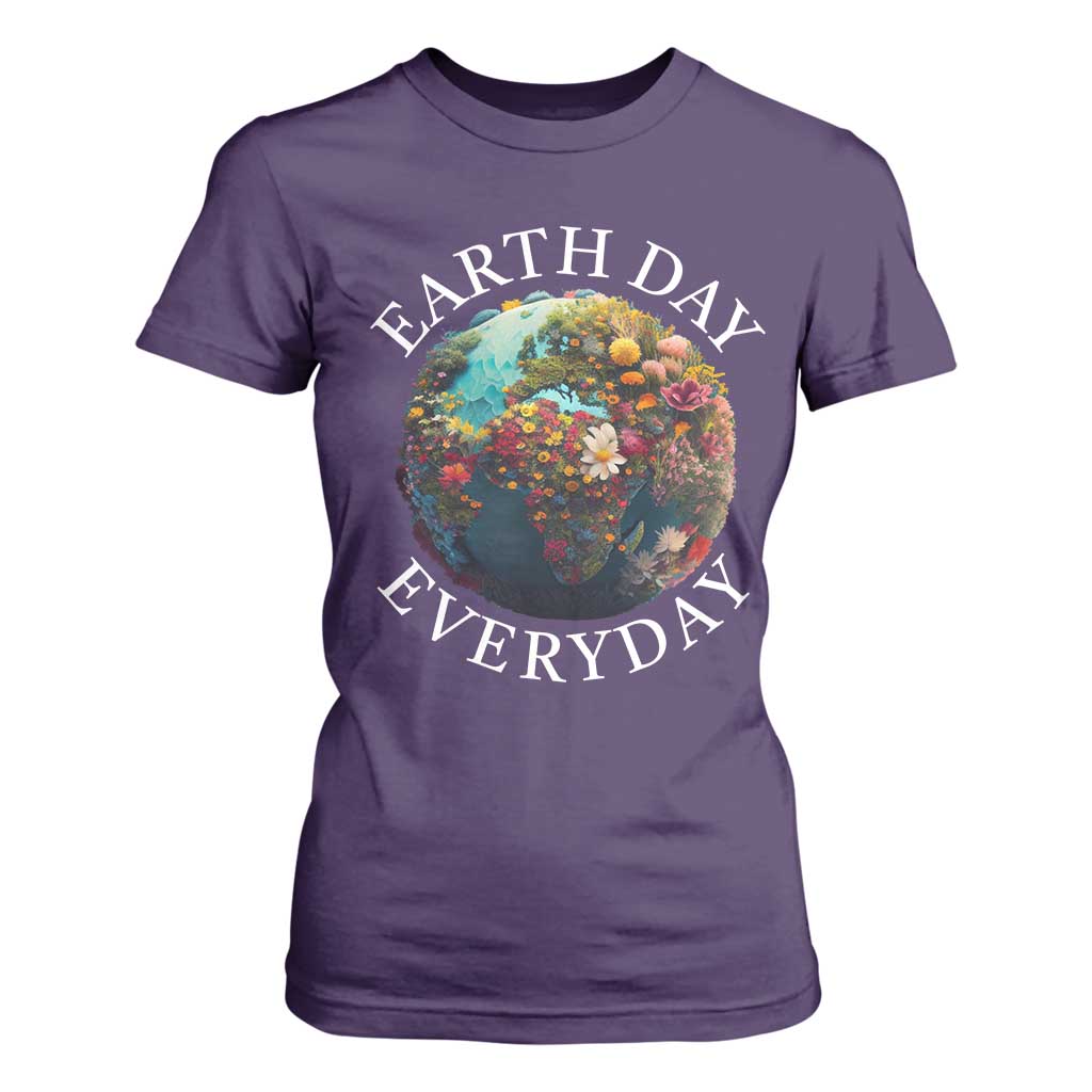 Earth Day Everyday T Shirt For Women With Floral Nature Lover Climate Change