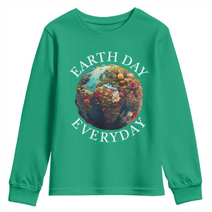 Earth Day Everyday Youth Sweatshirt With Floral Nature Lover Climate Change