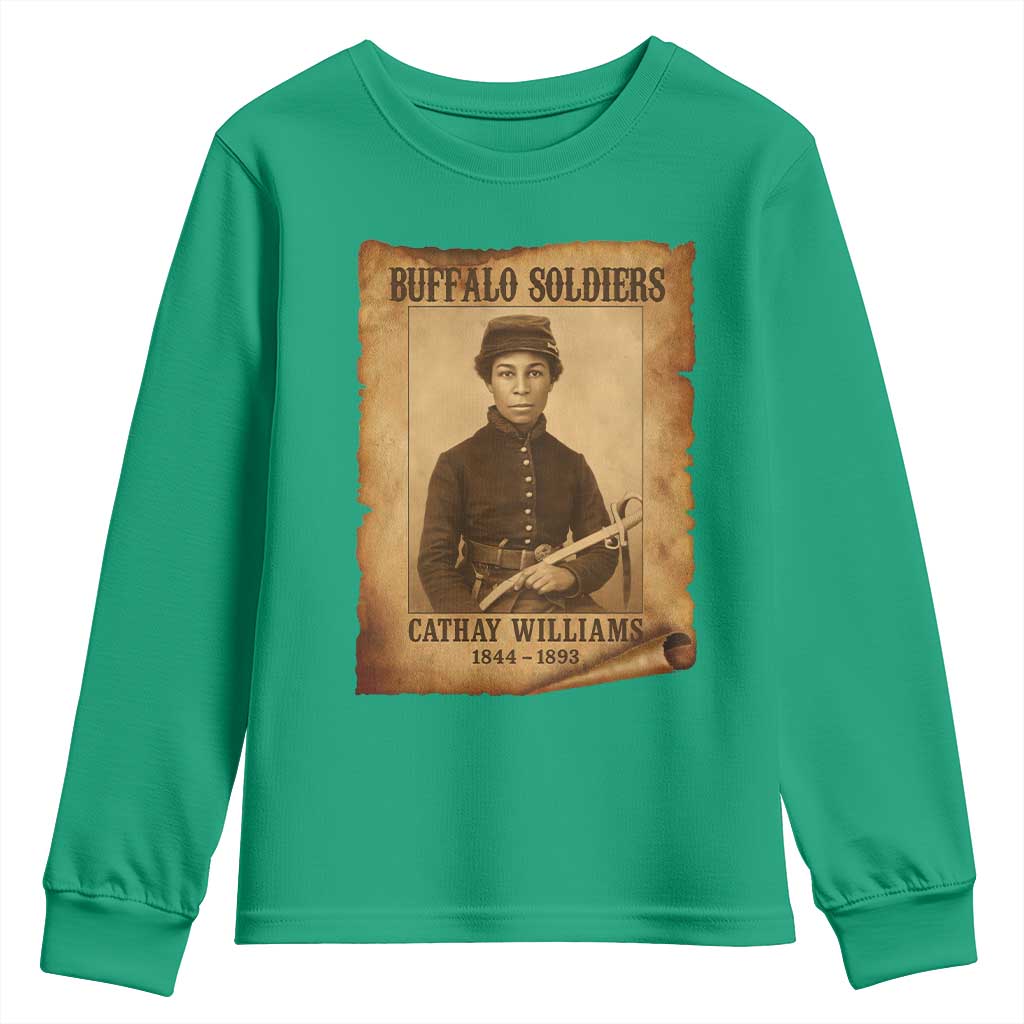 Cathay Williams Youth Sweatshirt Buffalo Soldier First African American Female Soldier - African Pride