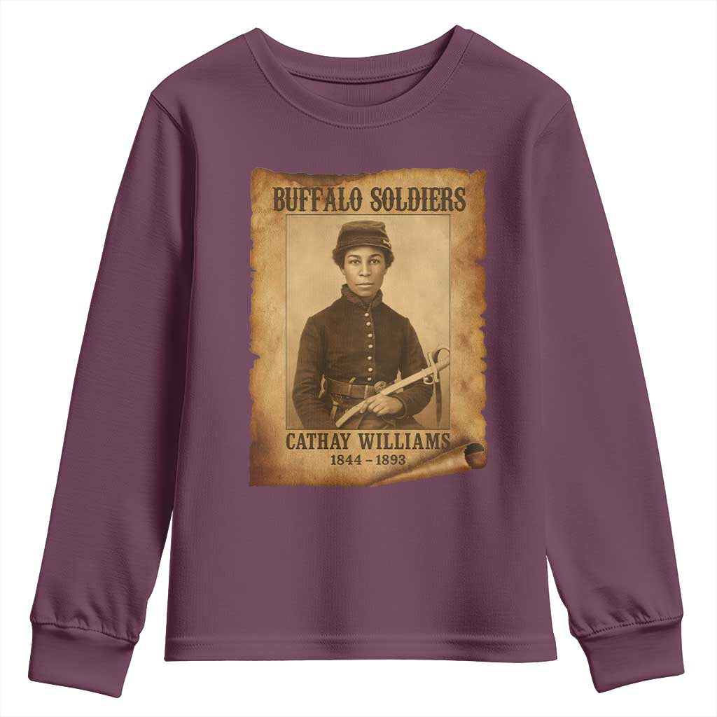 Cathay Williams Youth Sweatshirt Buffalo Soldier First African American Female Soldier - African Pride