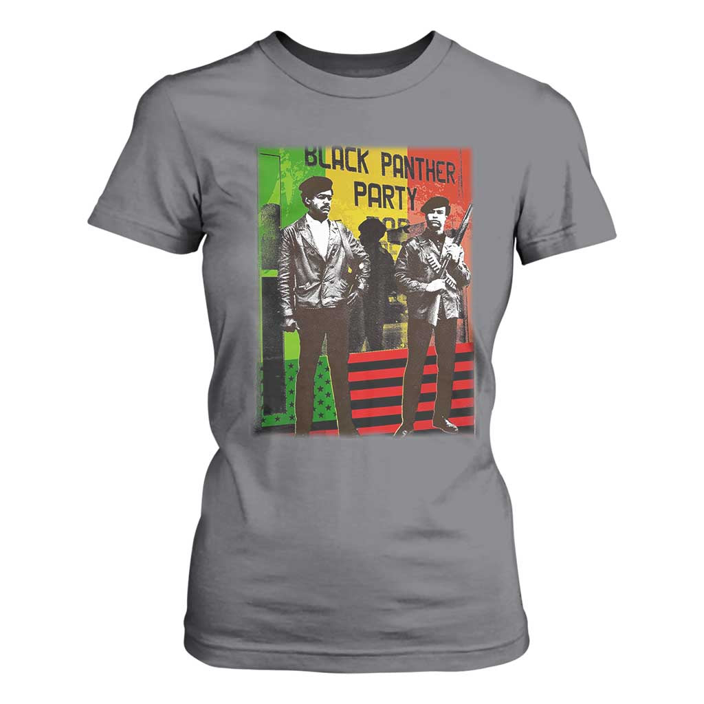 Vintage Black Panther Party T Shirt For Women Black History Self Defense Huey Newton Bobby Seale