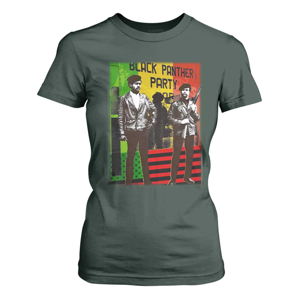 Vintage Black Panther Party T Shirt For Women Black History Self Defense Huey Newton Bobby Seale