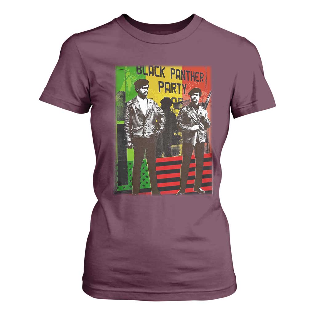 Vintage Black Panther Party T Shirt For Women Black History Self Defense Huey Newton Bobby Seale