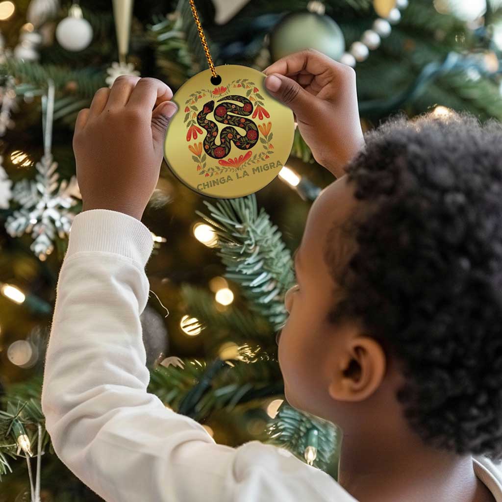 Immigrant Rights Christmas Ornament Chinga La Migra - African Pride
