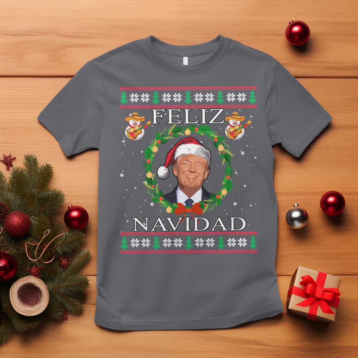 Mexico Christmas Trump T Shirt Feliz Navidad Funny Trump Santa Ugly Christmas - African Pride