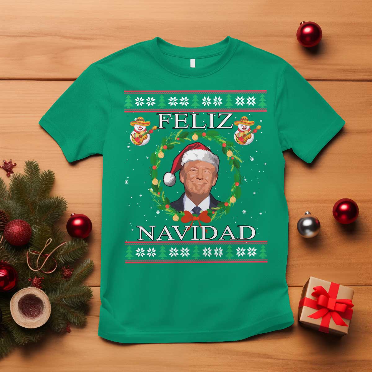Mexico Christmas Trump T Shirt Feliz Navidad Funny Trump Santa Ugly Christmas - African Pride