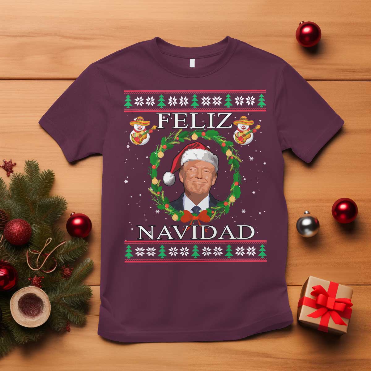 Mexico Christmas Trump T Shirt Feliz Navidad Funny Trump Santa Ugly Christmas - African Pride