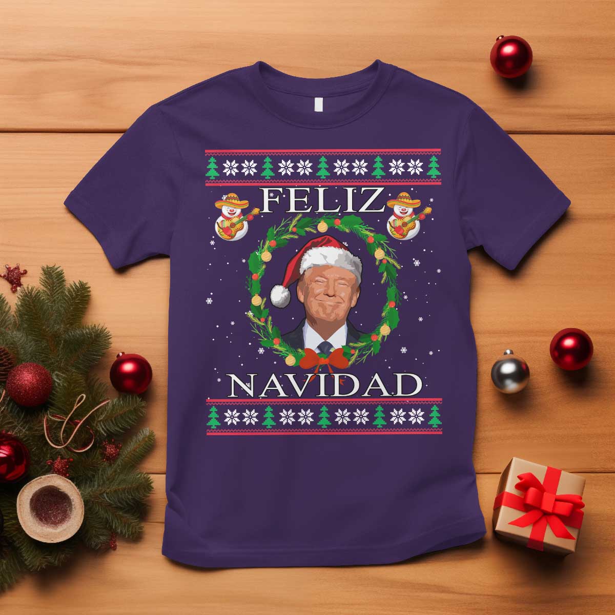 Mexico Christmas Trump T Shirt Feliz Navidad Funny Trump Santa Ugly Christmas - African Pride