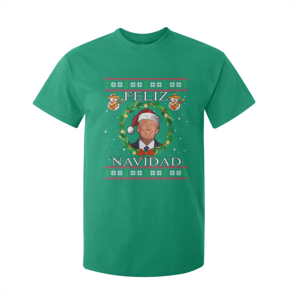 Mexico Christmas Trump T Shirt For Kid Feliz Navidad Funny Trump Santa Ugly Christmas - African Pride