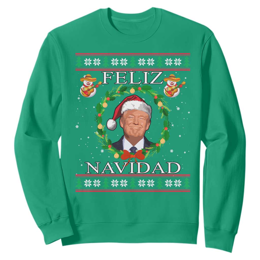 Mexico Christmas Trump Sweatshirt Feliz Navidad Funny Trump Santa Ugly Christmas - African Pride