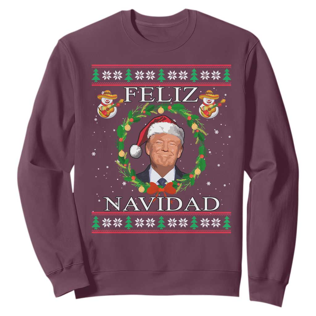 Mexico Christmas Trump Sweatshirt Feliz Navidad Funny Trump Santa Ugly Christmas - African Pride