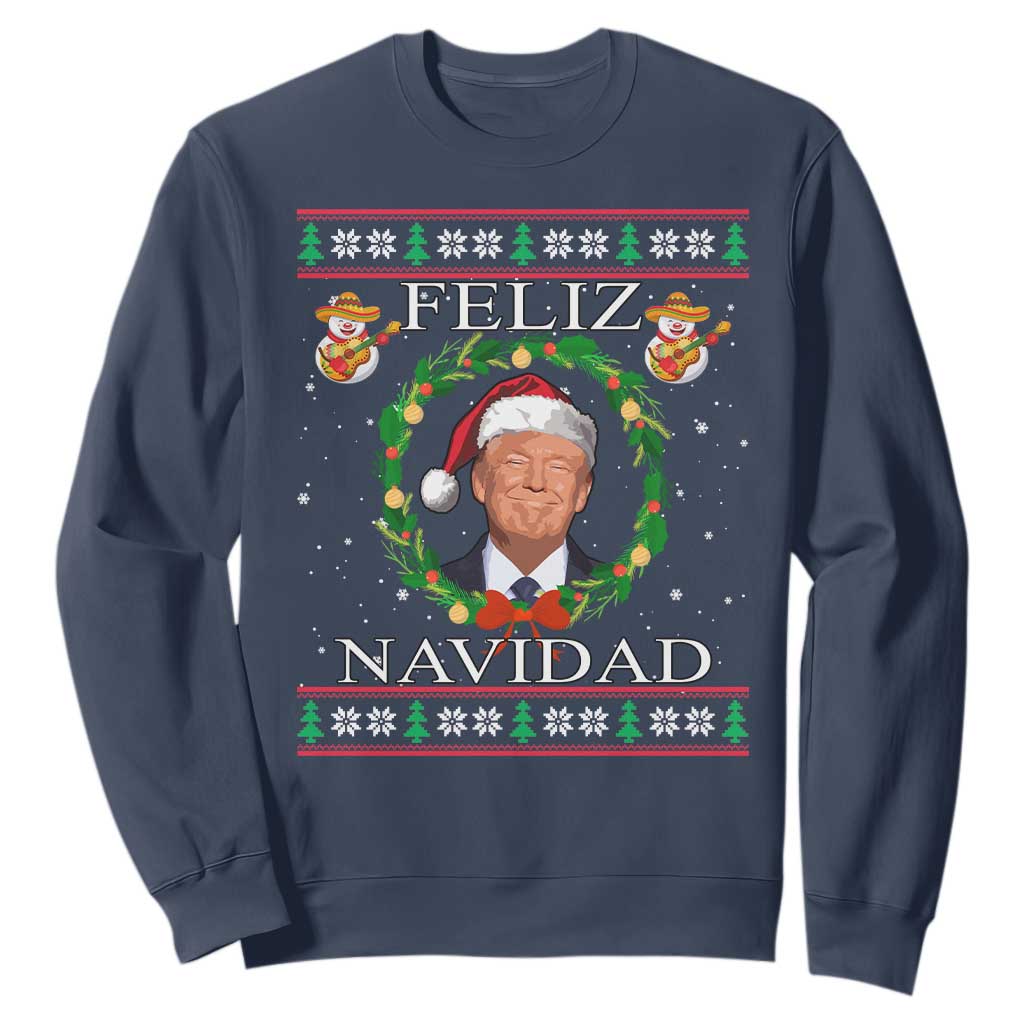 Mexico Christmas Trump Sweatshirt Feliz Navidad Funny Trump Santa Ugly Christmas - African Pride