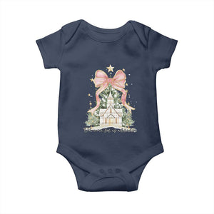 Christian Christmas Baby Onesie Oh Come Let Us Adore Him Nativity Christmas Tree Bow - African Pride