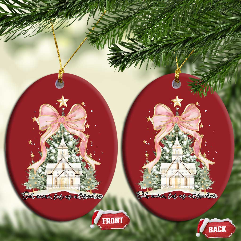 Christian Christmas Christmas Ornament Oh Come Let Us Adore Him Nativity Christmas Tree Bow - African Pride