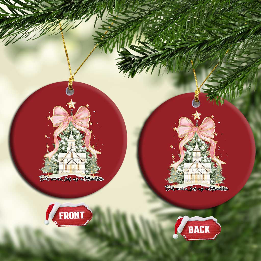 Christian Christmas Christmas Ornament Oh Come Let Us Adore Him Nativity Christmas Tree Bow - African Pride