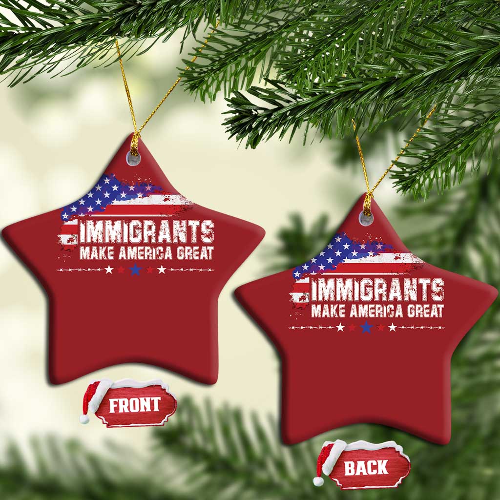 Immigrants Make America Great Christmas Ornament American Flag Pro Immigration - African Pride