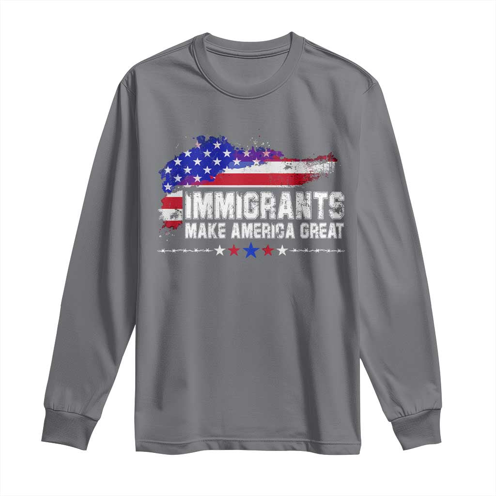 Immigrants Make America Great Long Sleeve Shirt American Flag Pro Immigration - African Pride