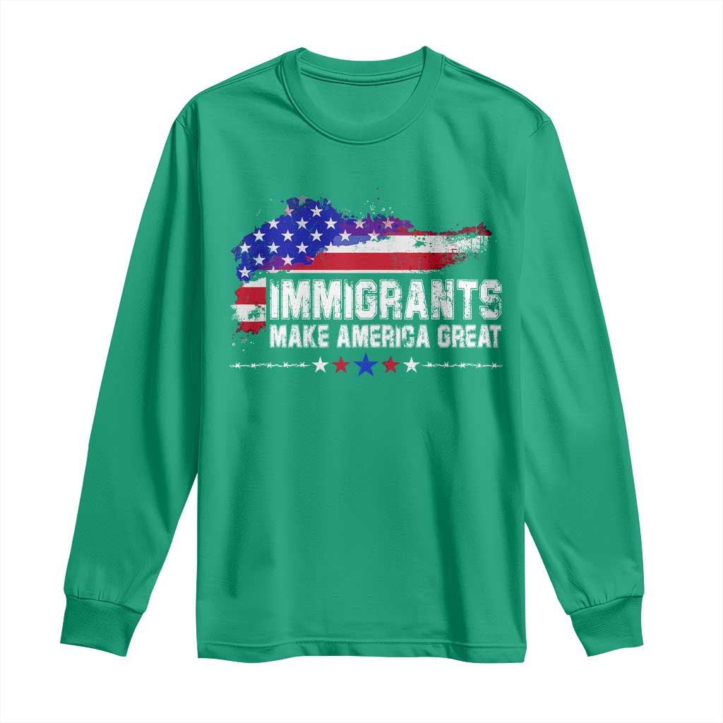Immigrants Make America Great Long Sleeve Shirt American Flag Pro Immigration - African Pride
