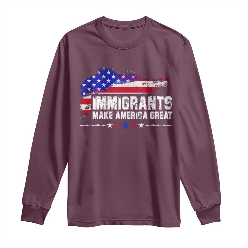Immigrants Make America Great Long Sleeve Shirt American Flag Pro Immigration - African Pride